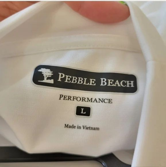Pebble Beach Performance Short Sleeve Shirt White Size Large NWOT